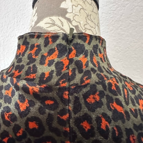 Black Halo Briar Leopard Velvet Mini Dress in Green Leopard- Size 12 - Picture 5 of 9